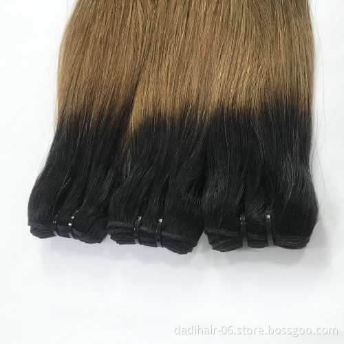 Ombre color Hair weave dyed bleached,distributor wholesale vendor tiger skin color virgin Brazilian double drawn human hair weft
